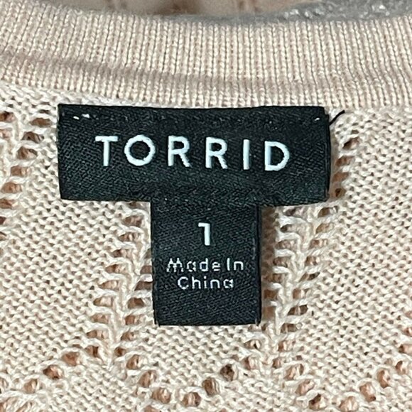 Torrid Womens Size 1 Longline Knit Soft Peach Cardigan Sweater - Picture 4 of 8